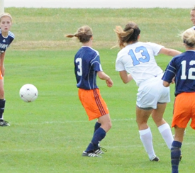 Emily Rompola watches her game-tying goal on its way to the net.